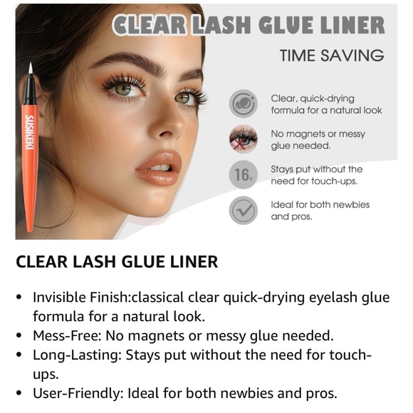Lash Glue Liner Set 2-In-1 Black Eyelash Glue & Eyeliner+Clear Lash Glue Liner - Picture 8 of 13
